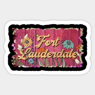 Classic Lauderdale Personalized Flowers Proud Name Sticker